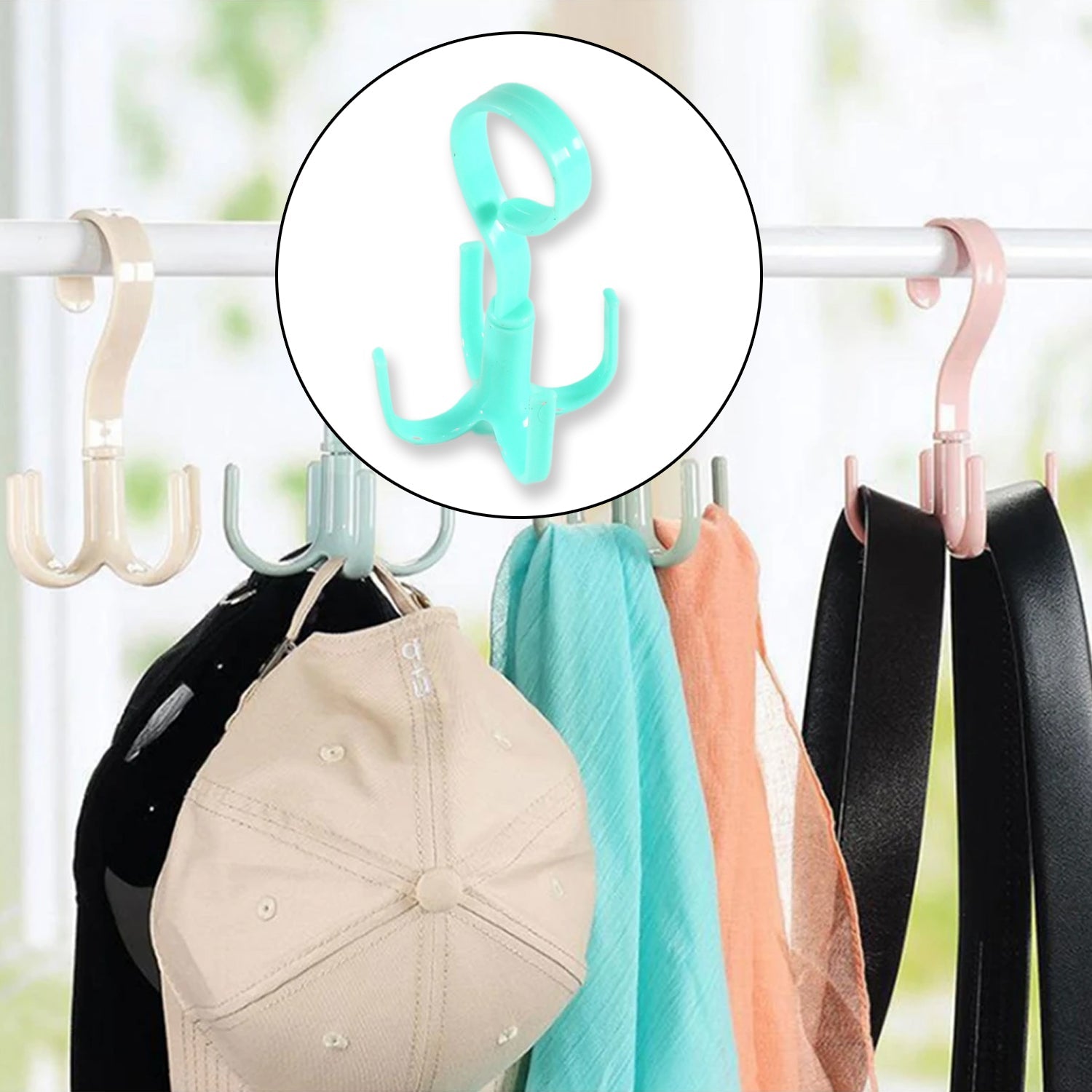 Taschenaufhängerhaken – 360° drehbarer 4-Krallen-Organizer