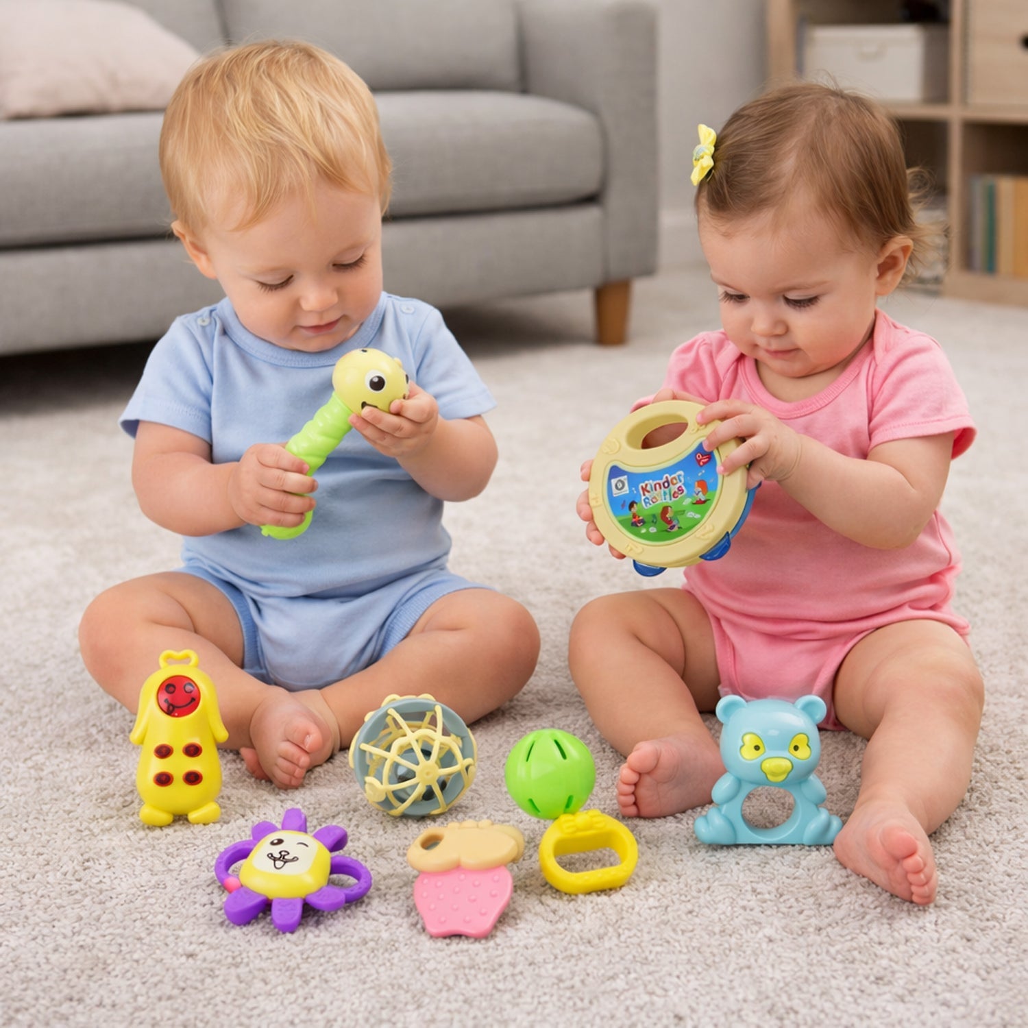 Babyrassel-Set – Sicheres sensorisches Spielzeug für Säuglinge