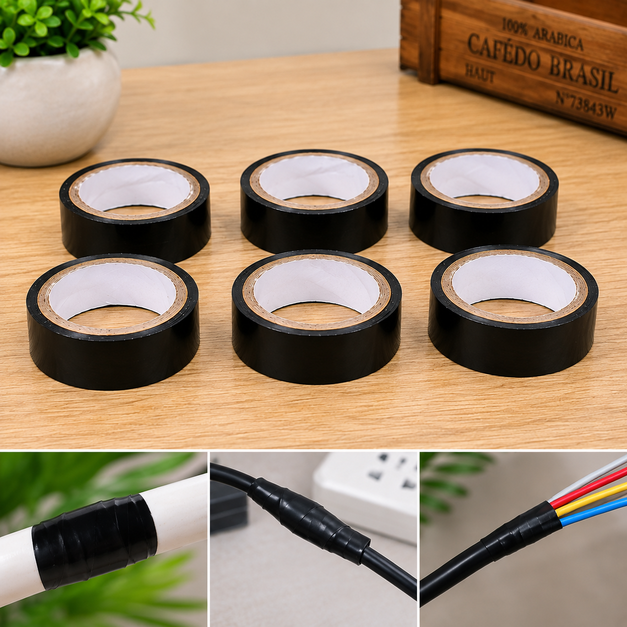 Allgemeines Isolierband – Strapazierfähige PVC-Isolierung, 6 Rollen im Set