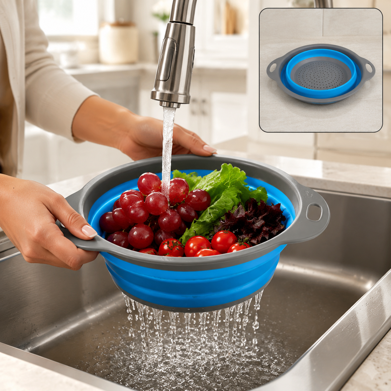 Faltbares Silikonsieb – Platzsparendes Küchenutensil